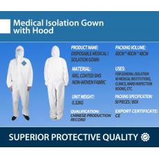 **READY STOCK** MEDICAL ISOLATION GOWN WITH HOOD